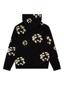 Sudadera con Capucha Oversize con Estampado Floral, Sudadera con Capucha con Gráfico de Flores Negras, Sudadera con Capucha con Patrón Floral Estilo Urbano, Sudadera Unisex con Estampado Completo - Product Image 2