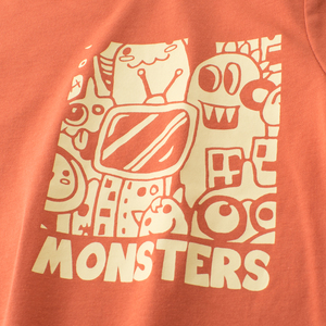 เสื้อยืดเด็กพิมพ์ลายการ์ตูนมอนสเตอร์คุณภาพสูงจากผ้าฝ้ายสำหรับเด็ก - Product Image 4