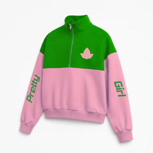 Alfa |   Kapa |   Sudadera con Cierre de Cremallera Alpha Sorority para Mujer, de Algodón y Felpa, Cuello Alto, Bordada - Product Image 5