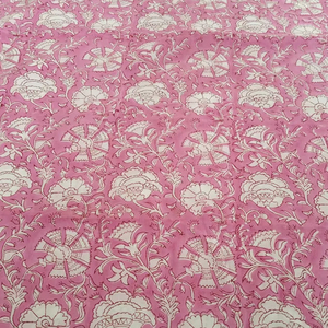 100% pura nueva tela de algodón rosa hermosa India Floral bloque de mano estampado mujeres niños niñas accesorios cortinas camisas bolsas - Product Image 1