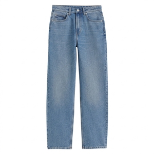Jean large en denim délavé gris clair pour homme, coupe décontractée et droite pour le quotidien, pantalon en jean personnalisable OEM - Product Image 4