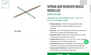 Spring Bar Remover Brass Nickelled <b>Watch</b> Tool Dual Tip Strap Repair Tool Knurled Handle Jewelry Making Tool |Item No GS-2087 - Product Image 3