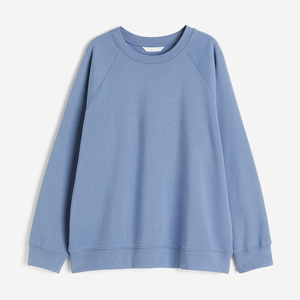 เสื้อสเวตเชิ้ตผ้าฟลีซย้อมสีน้ำเงินทรงหลวมสำหรับผู้หญิง แขนยาว ผ้าฝ้าย ขายส่ง มีสต็อก - Product Image 1