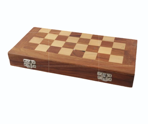 Jeu d'échecs magnétique en bois pliable fait main, jeu de société de stratégie pour les voyages, la maison, les cadeaux et les divertissements familiaux - Product Image 2
