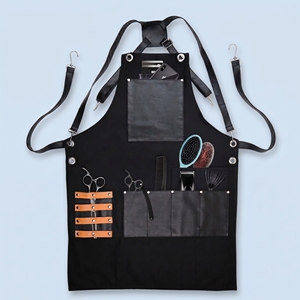 Tablier de coiffeur professionnel pour la coupe de cheveux, vêtement de travail protecteur pour salon de coiffure avec plusieurs poches - Product Image 1