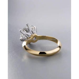 Anillo de Compromiso/Boda Vintage de Oro Amarillo de 14k con Diamante Cultivado en Laboratorio IGI/GIA, Unisex, Oro Blanco Fino para Aniversario, Ideal para Fiestas - Product Image 4