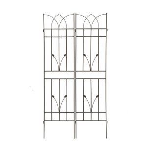 Set di 2 tralicci da giardino in metallo antiruggine marrone da 180 cm x 45 cm per piante rampicanti, supporto per fiori da esterno - Product Image 2