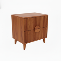 Table basse moderne et durable avec 2 tiroirs, en bois d'hévéa, MDF et placage de chêne, avec poignée en bois, pour salon et salle à manger
