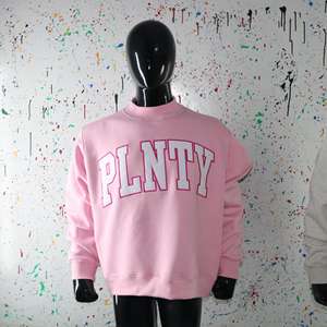 Sudadera PLNTY PINK con cuello alto, 100% BLANCA, con apliques bordados, cuello ancho, URBAN PRODUCTIONS - Product Image 3