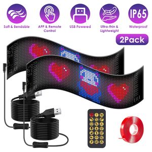 Paquete de 2 Letreros LED Ultrafinos Programables para Auto con Ojos de Demonio, Control Remoto por Aplicación, Diseño DIY con Texto, Patrones y Animaciones - Product Image 1