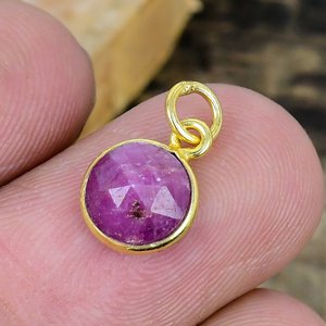 Natural Dyed <b>Ruby</b> Charm Oval Shape Gemstone Chain <b>Necklace</b> 18k Gold Micron Over 925 Sterling Silver - Product Image 4