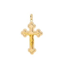 Collar de Cruz ortodoxa oriental cristiana, collar con colgante ortodoxo de acabado chapado en oro brillante, cruz hecha a mano - Product Image 1