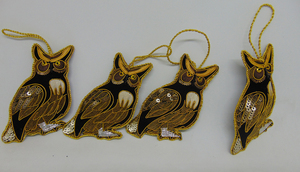 Adornos de Lujo para Árbol de Navidad, Adornos Colgantes de Navidad, Adorno de Búho Orejudo Bordado a Mano, Bola de Navidad, Adornos para Árbol - Product Image 3