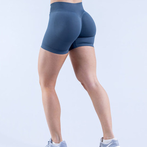 Women Mid Waist Bermuda <b>Biker</b> <b>Shorts</b> Solid <b>White</b> Spandex Polyester Knitted Moto Sporty Fit Breathable Workout Wear - Product Image 4