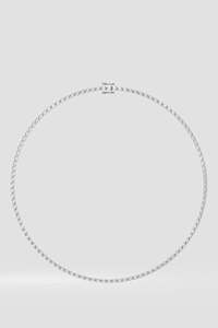 Collier tennis élégant à demi-cerclage avec diamants de laboratoire et naturels, en or 9KT 10KT 14KT 18KT et argent sterling, bijoux pour femme - Product Image 5