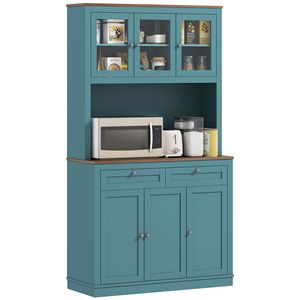 Mobile dispensa da cucina verde da 71 pollici con supporto per microonde, credenza da cucina con 2 cassetti e ripiani regolabili - Product Image 1