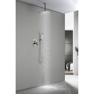 Set combinato da bagno di lusso nero opaco a soffitto con doccia a pioggia accessori - Product Image 2