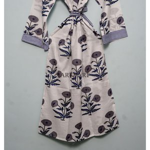 Robe Kimono en Coton pour Femme, Imprimé Bloc, Confortable, Élégante, pour l'Été, Vêtement de Nuit, Robe de Demoiselle d'Honneur, Faite à la Main, Tenue de Plage - Product Image 6
