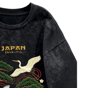 Camiseta de Jersey Oversize para Hombre con Bordado de Grulla Japonesa, Ajuste Holgado, Manga Corta, Transpirable, de Secado Rápido, Estilo Urbano con Gráficos - Product Image 3