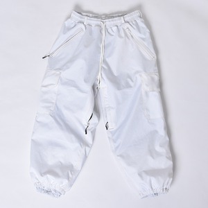 Pantalon cargo unisexe blanc avec cordon de serrage à la taille, poignets élastiques, respirant, en polyester, style streetwear, coupe ample pour adulte - Product Image 1