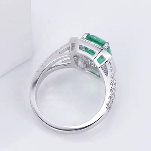<b>925</b> Sterling <b>Silver</b> 14K Luxury Design Emerald Green <b>Ring</b> for Woman Wedding Engagement Gold <b>Ring</b> Moissanite <b>Ring</b> - Product Image 6