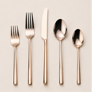 Juego de Cubiertos de Acero Inoxidable Color Oro Rosa con Acabado Espejo, Cubiertos Elegantes de Cobre Plateado para Bodas, Hoteles y Restaurantes de Alta Cocina - Product Image 1