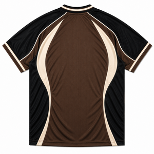 Maillot de football unisexe marron et noir, manches courtes, col rond, en polyester anti-humidité, coupe régulière, anti-UV, personnalisable pour toutes les équipes - Product Image 2