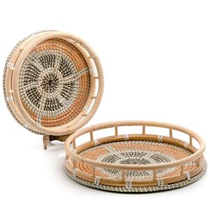 Bandejas de mango de ratán natural para algas marinas, bandejas redondas para fruta, material de algas marinas hecho a mano en Vietnam, superventas - Product Image 3