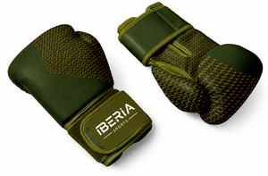 Gants de boxe IBERIA Premium vert olive noir, motif tissé, gants d'entraînement, logo personnalisé, OEM ODM, équipement de boxe en gros - Product Image 4