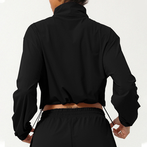 Conjunto de Chaqueta Corta y Pantalones Cortos de Alta Calidad para Mujer, 2 Piezas, Sólido, Transpirable, Ecológico, Cortavientos, con Cremallera, Talla Grande - Product Image 5