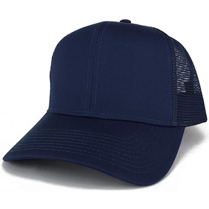 <b>Navy</b> Blue Mesh Trucker Cap 6-Panel Adjustable Unisex Casual <b>Hat</b> Spring Summer Breathable Solid Color Baseball Cap - Product Image 1