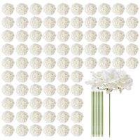 Bunga Sutra Putih Realistis 205 Pcs Grosir Tangkai Hydrangea Palsu DIY Buket Pernikahan Dekorasi Bridal Shower Model