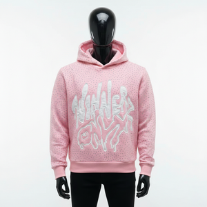 ผู้ผลิตเสื้อฮู้ดดี้ผ้าฝ้ายฟลีซหนานุ่มแบบโอเวอร์ไซส์ ตกแต่งด้วยคริสตัลและดีเทลขาดๆ แบบมีสไตล์ พร้อมงานปักคุณภาพสูงสำหรับสตรีทแวร์ - Product Image 1