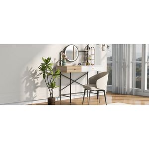 Tocador de Maquillaje de 40 Pulgadas con Espejo Iluminado de 3 Modos, Estación de Carga Inalámbrica, 3 Cajones Abiertos y Estantes - Product Image 4