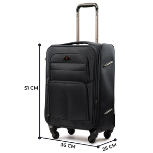 Valise cabine souple 51x36x25cm en nylon avec roulettes, fermeture éclair et poignée rigide pour le voyage - Product Image 2