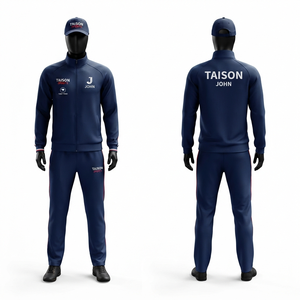 TAISON SPORTS 280 GSM Premium Polyester Interlock <b>Table</b> <b>Tennis</b> Uniform Navy Contrast Panel Custom Logo Tracksuit Waterproof - Product Image 1