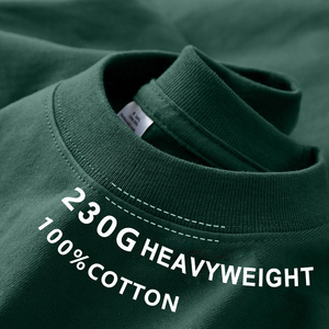 เสื้อยืดคอกลมแขนสั้นทรงโอเวอร์ไซส์สำหรับผู้ชาย สีพื้น ผ้าฝ้ายลำลอง ทรงปกติ ผ้าถักเจอร์ซีย์ ย้อมสีเรียบ - Product Image 6
