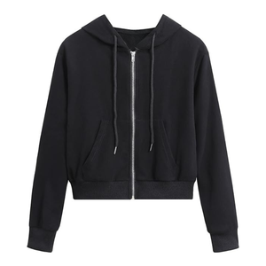 OEM Blank <b>Y2K</b> Crop <b>Top</b> Zip Up Hoodie Streetwear Solid Pink Slim Fit Hooded Sweatshirt Custom Logo Women Clothing - Product Image 2