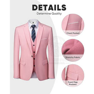 Costume de mariage classique pour homme, ensemble trois pièces, coupe confortable, tissu respirant, pour les événements de mariage du marié - Product Image 4