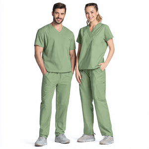Medical <b>Scrubs</b> Uniform Wholesale Unisex Hospital Nursing Knitted 100% Cotton Breathable Comfortable <b>Scrub</b> <b>Sets</b> - Product Image 5