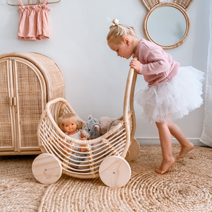 Cochecito de mimbre para muñecas, carrito de ratán hecho a mano, cochecitos de alta calidad, cochecito de juguete. - Product Image 4