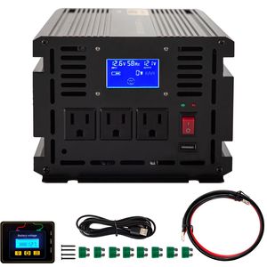 Inverter di Potenza a Onda Sinusoidale Modificata 2000W con Display LCD, Telecomando, LED, da DC 12V a AC 120V, Convertitore per Auto, Potenza di Picco 1600W 1000W - Product Image 1