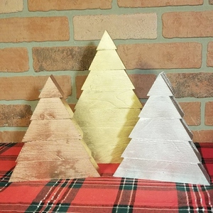 New design Gold Christmas <b>tree</b> wooden <b>tabletop</b> decor rustic Xmas ornaments metallic wood <b>tree</b> farmhouse - Product Image 2