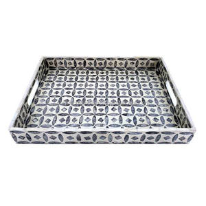 Bandeja de incrustaciones de hueso Leaforia, rectangular, lujosa y hecha a mano, con patrón de hojas, para decoración del hogar, regalos y estilo natural. - Product Image 5