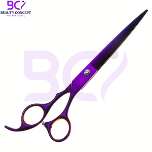 Ciseaux de coiffure professionnels de qualité salon, couleur violette, avec poignée confortable et vis de tension réglable pour une coupe parfaite à chaque fois. - Product Image 3