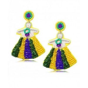 Pendientes de Mardi Gras con pedrería, cuentas con letras de Mardi Gras, pendientes colgantes brillantes, joyería festiva de MD HANDICRAFTS - Product Image 2