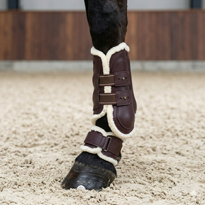 Ensemble de bottes de cheville HMGLOBAL Premium de créateur, en cuir de harnais véritable bicolore, avec sangle élastique et doublure en vison - Product Image 2