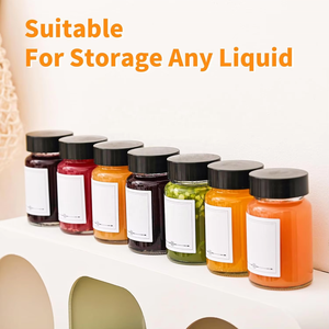 Botellas de Vidrio de 2 oz (<span class=keywords><strong>60</strong></span> <span class=keywords><strong>ml</strong></span>) con Tapa Negra, Boca Ancha, Botellas Pequeñas de Vidrio para Jengibre, Frascos Transparentes Mini para Viaje, a Prueba de Fugas - Product Image 5