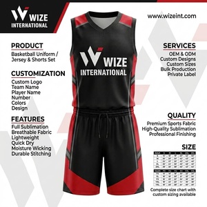 Ensemble de maillots de basket-ball personnalisés WIZE INTERNATIONAL, unisexe, sans manches, col en V, tissu respirant, vêtements de sport - Product Image 6