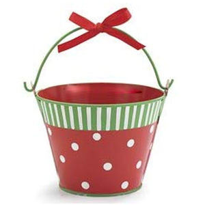 ถังคริสต์มาสทรงสวย ขนาดใหญ่ แข็งแรง ทนทาน สีแดง พร้อมริบบิ้น สำหรับงานซับลิเมชั่น กำลังเป็นที่นิยม - Product Image 1